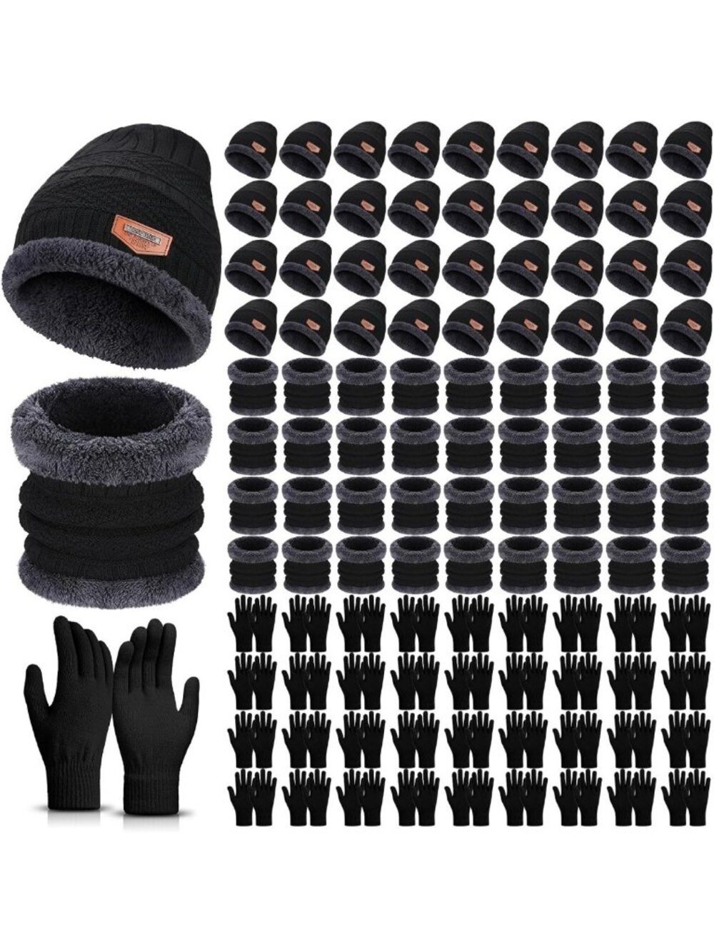 108 Pcs Winter Beanie, Gloves & Scarf Set - Warm Unisex Accessories for Cold
